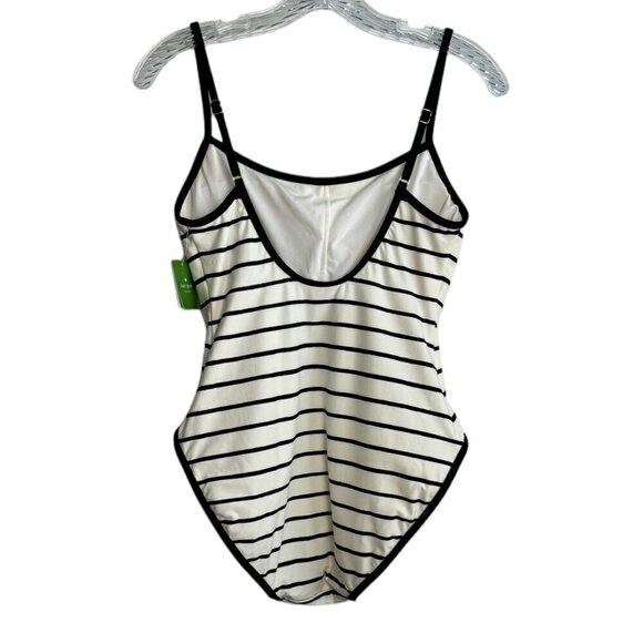 Kate Spade NY NWT $138 Bathing Beauty Graphic Striped 1-Piece Swimsuit Cream LG - Picture 5 of 8
